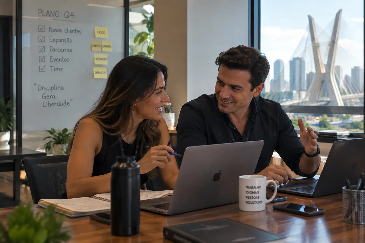 Profissionais interagindo em um evento corporativo
